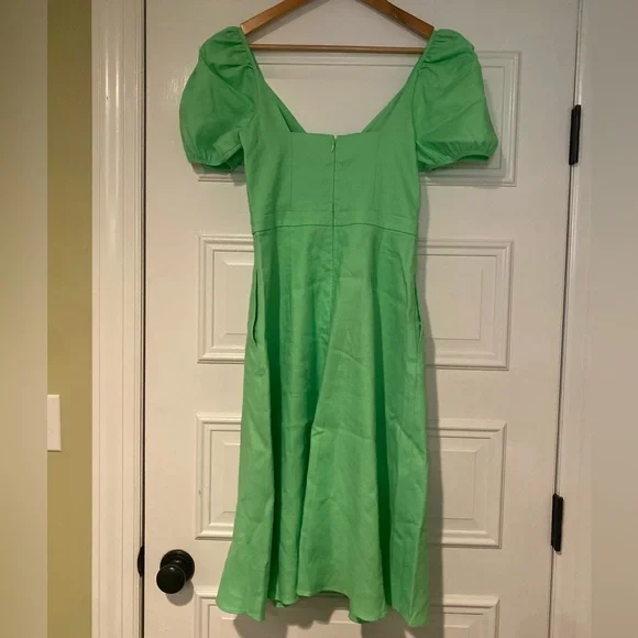 NWT‎ Women’s J.Crew Puff Sleeve V-Neck Midi Dress Spring Easter Summer - Picture 4 of 6